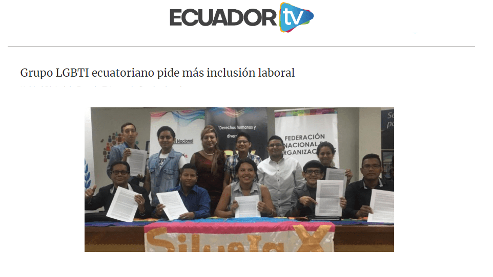 Grupo LGBTI ecuatoriano pide más inclusión laboral-Federacion Ecuatoriana LGBTI-Plataforma Revolucion Trans-Transmasculinos Ecuador-Asociacion Silueta X-Camara de Comercio LGBT de Ecuador.png